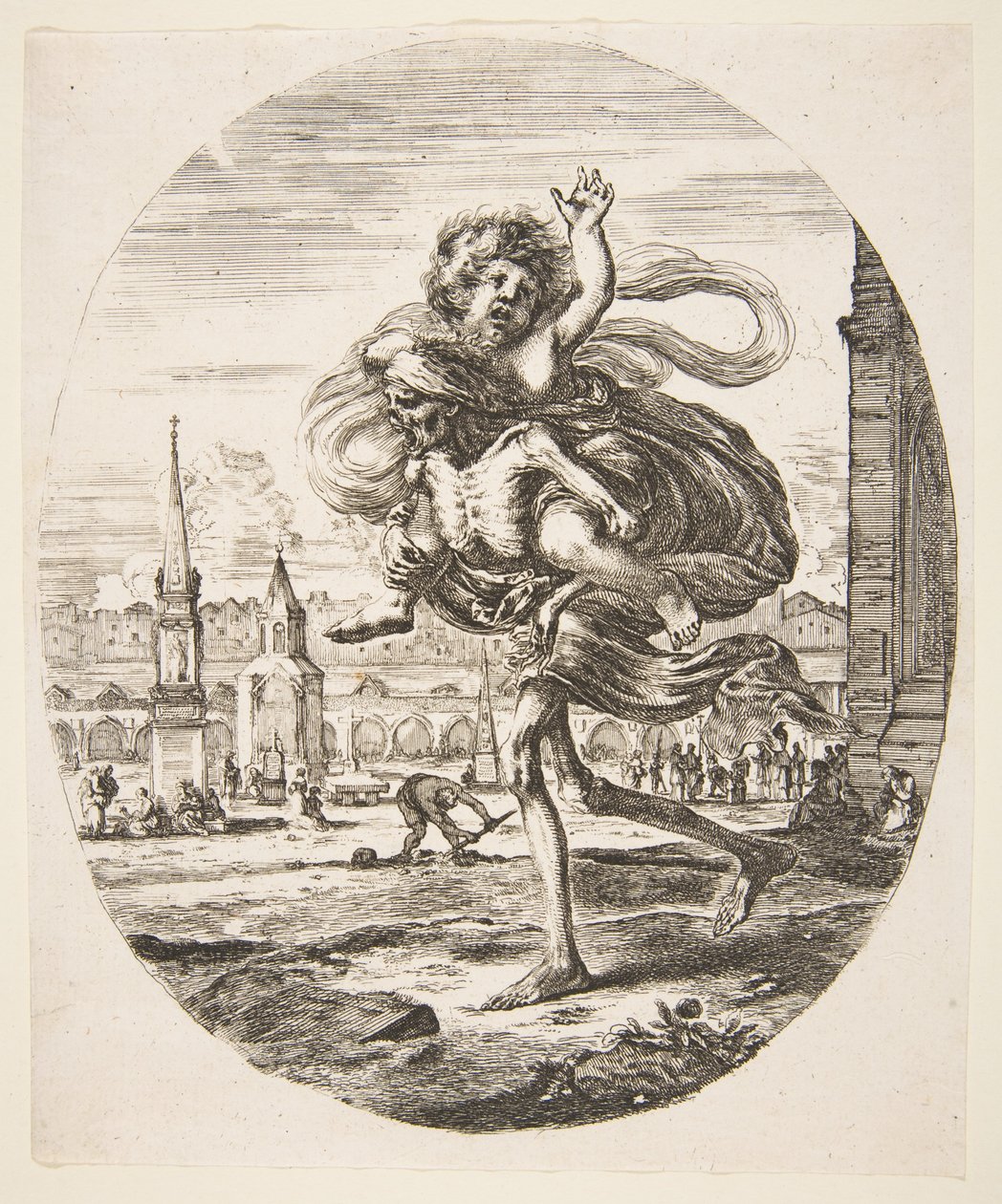 子供を連れた死、5人の死Les cinq Morts、ca。 1648。 作： ステファノ・デラ・ベラ
