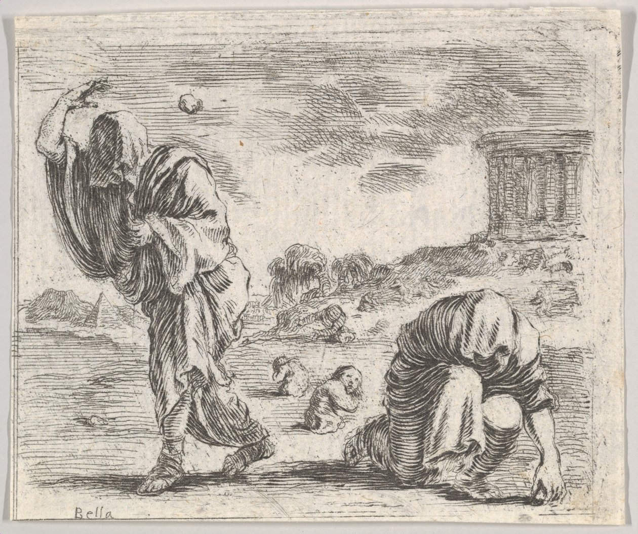 Deucalion and Pyrrha、Game of Mythology Jeu de la Mythologie、1644。 作： ステファノ・デラ・ベラ