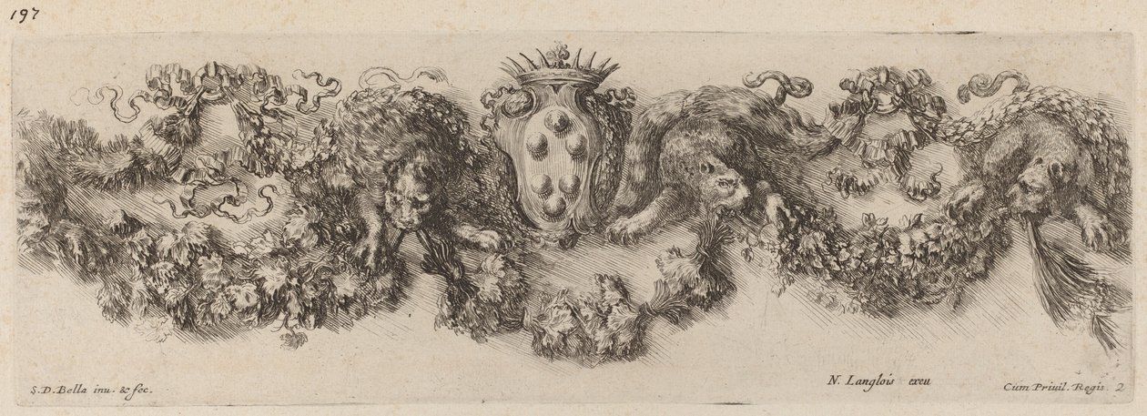 メディチ家の紋章が描かれたフェストゥーン、おそらく 1648 年。 作： ステファノ・デラ・ベラ