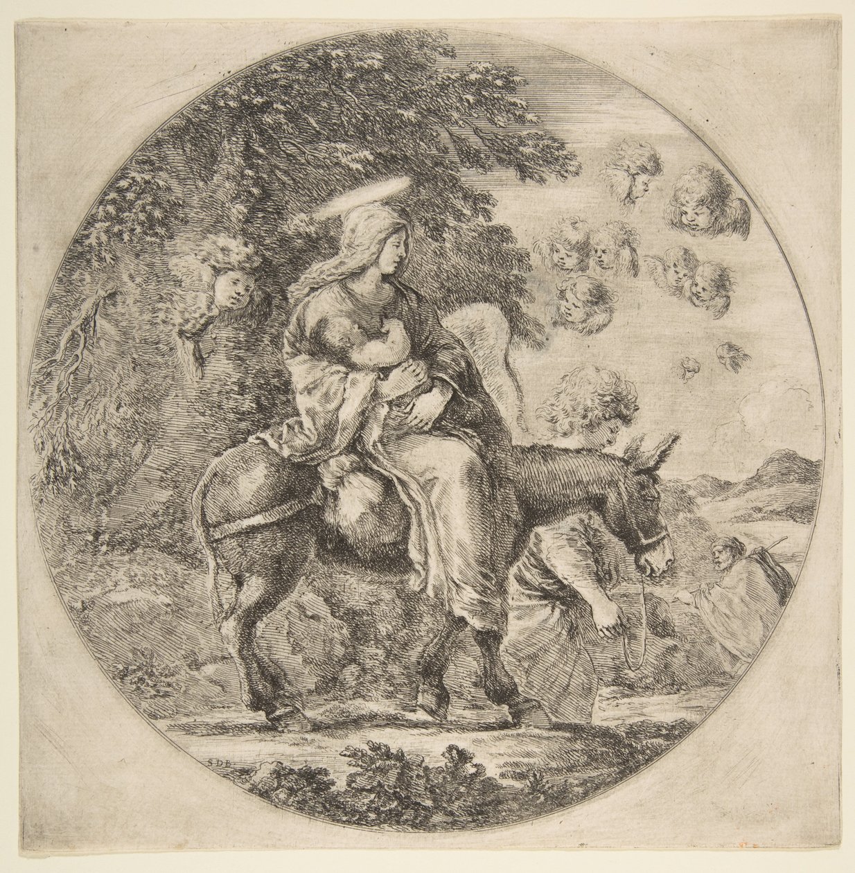 エジプトへの飛行、ラウンド構成、ca。 1662。 作： ステファノ・デラ・ベラ