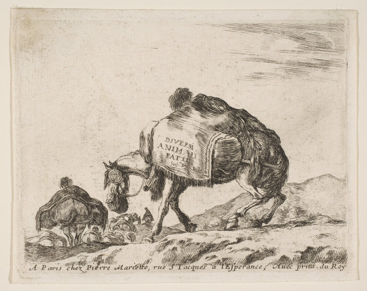 さまざまな動物のフロントピース：パックホース、ca。 1641年。 作： ステファノ・デラ・ベラ