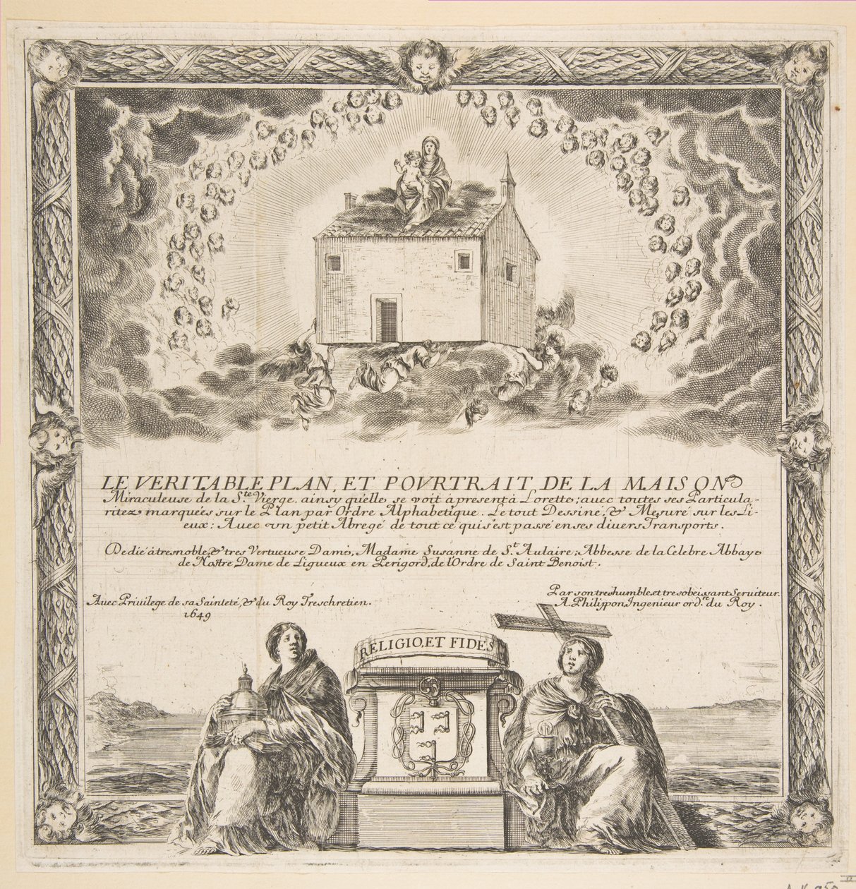 LeVéritablePlan et Pourtrait de la Maison de la Steのフロントピース。ヴァージン、1649。 作： ステファノ・デラ・ベラ