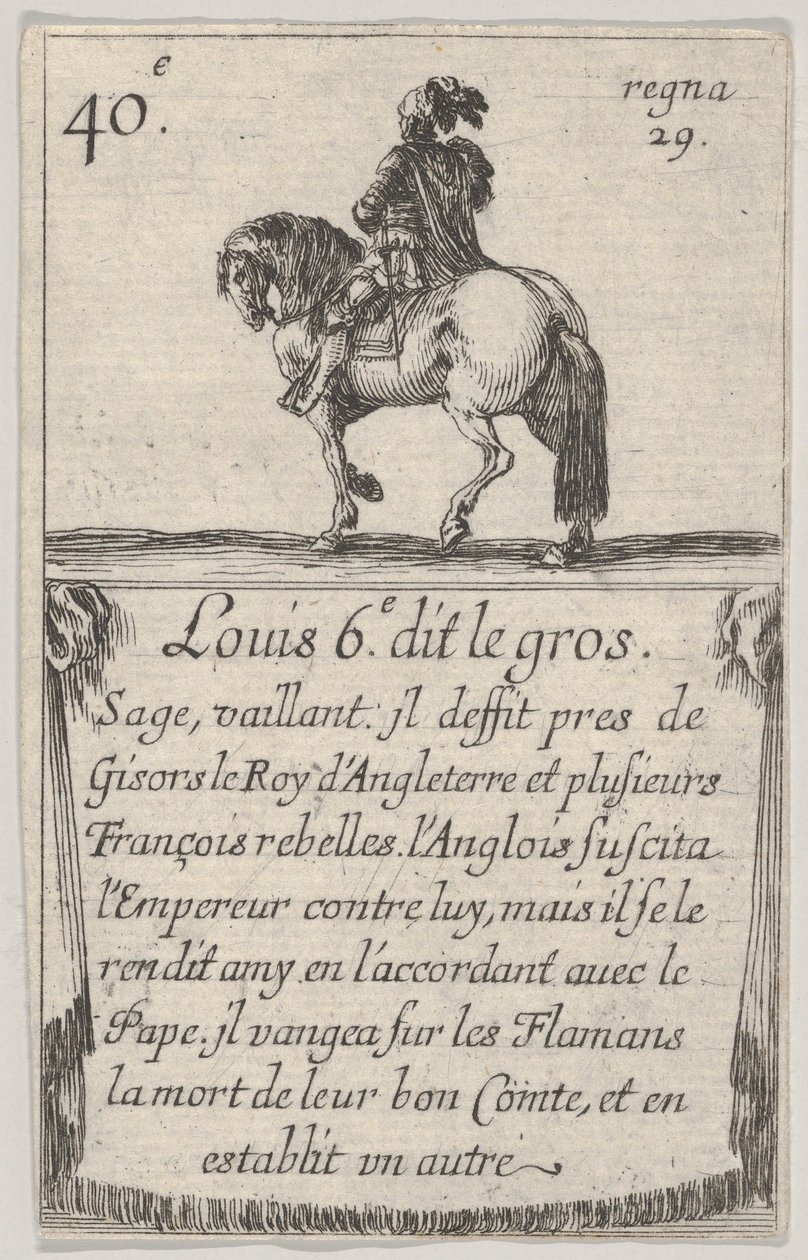 Louis 6.-e dit le gros Sage、vaillant ...、Game of the Kings of France Jeu des Ro ...、1644から。 作： ステファノ・デラ・ベラ