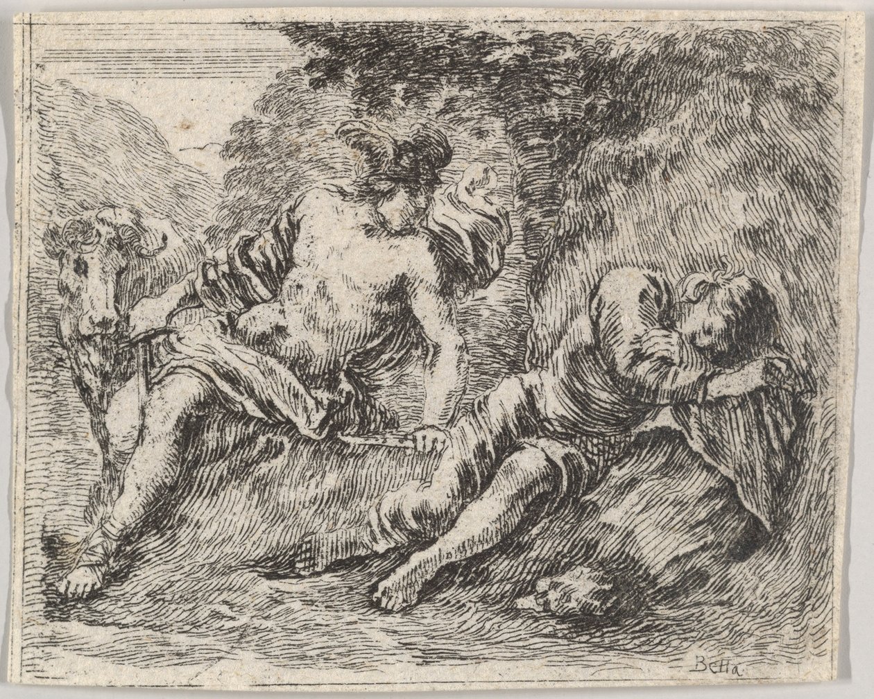 マーキュリーとアルゴス、ゲームオブミソロジーJeu de la Mythologie、1644年。 作： ステファノ・デラ・ベラ