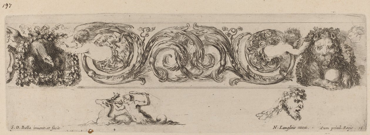 ワシとライオンが描かれた装飾的なフリーズ、おそらく 1648 年。 作： ステファノ・デラ・ベラ