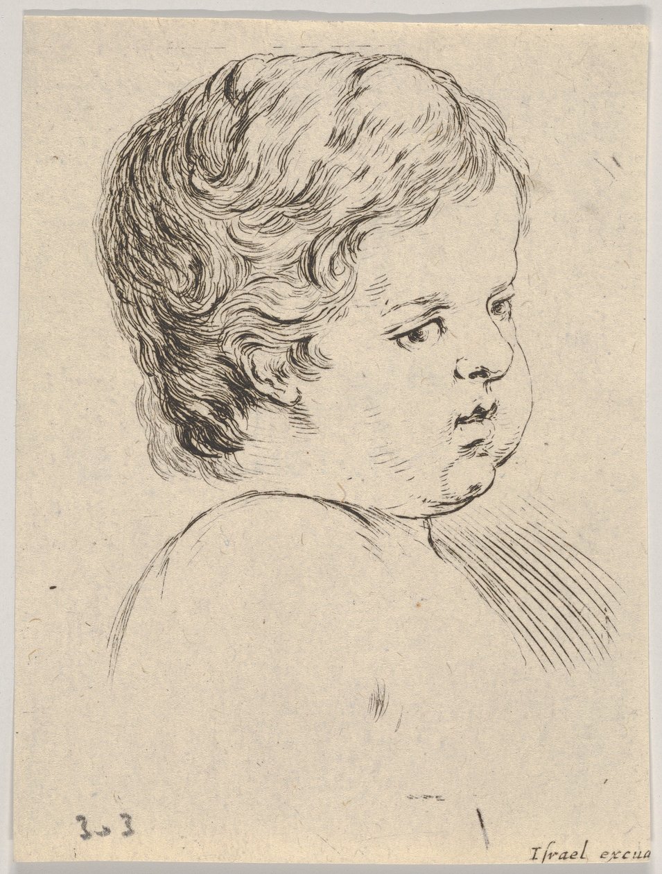 プレート12：子供の本の頭、 『リブアを描くことを学ぶための本』から、apprendre ...、ca。 1649 作： ステファノ・デラ・ベラ