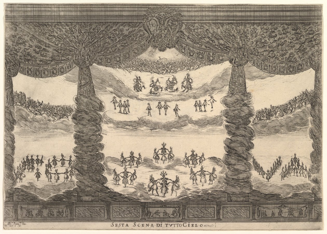 6番目のシーン、天国、神々の結婚Le nozze degli Dei、1637年。 作： ステファノ・デラ・ベラ
