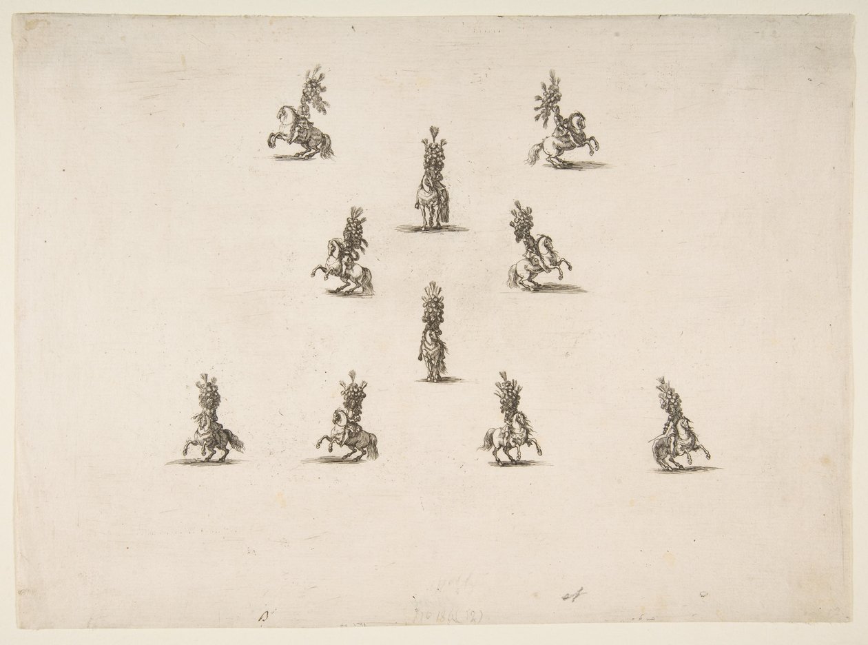 Vを形成する5人を含む10人のキャバリア、1652年。 作： ステファノ・デラ・ベラ