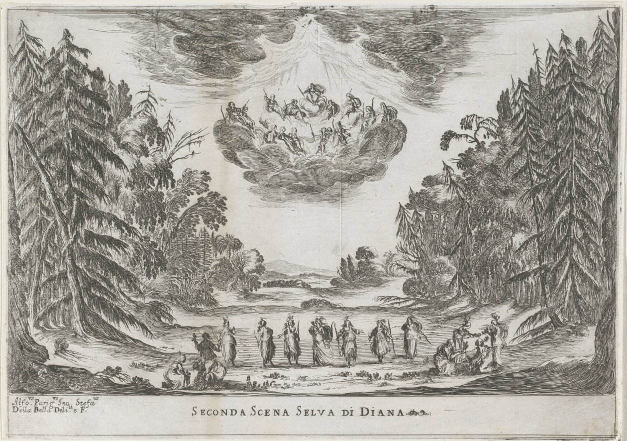 Tweede シーン: het bos van Diana 第二景 ダイアナの森（題名・オブジェ） Liberetto ter ere van de bruiloft van Ferdinando II de