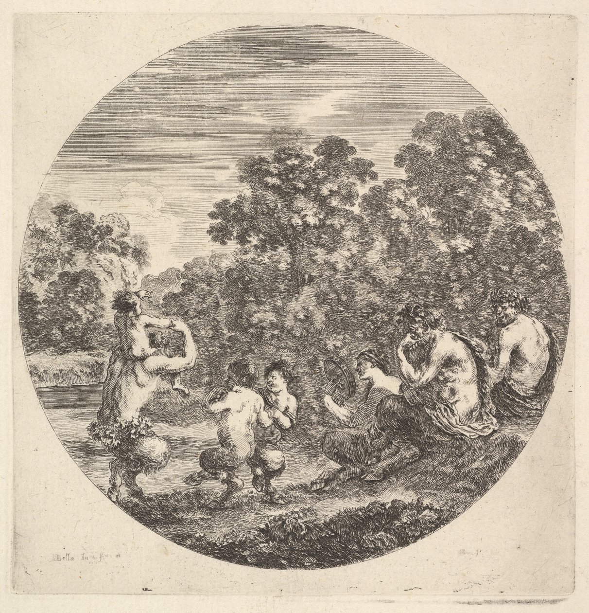 2人のサテュロスと2人の子供のサテュロスともう1人のサテュロスw ...、ca。 1643-48。 作： ステファノ・デラ・ベラ