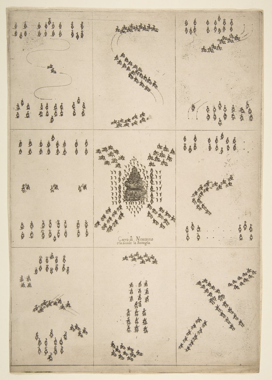 馬のバレエのさまざまな人物像、1652年。 作： ステファノ・デラ・ベラ
