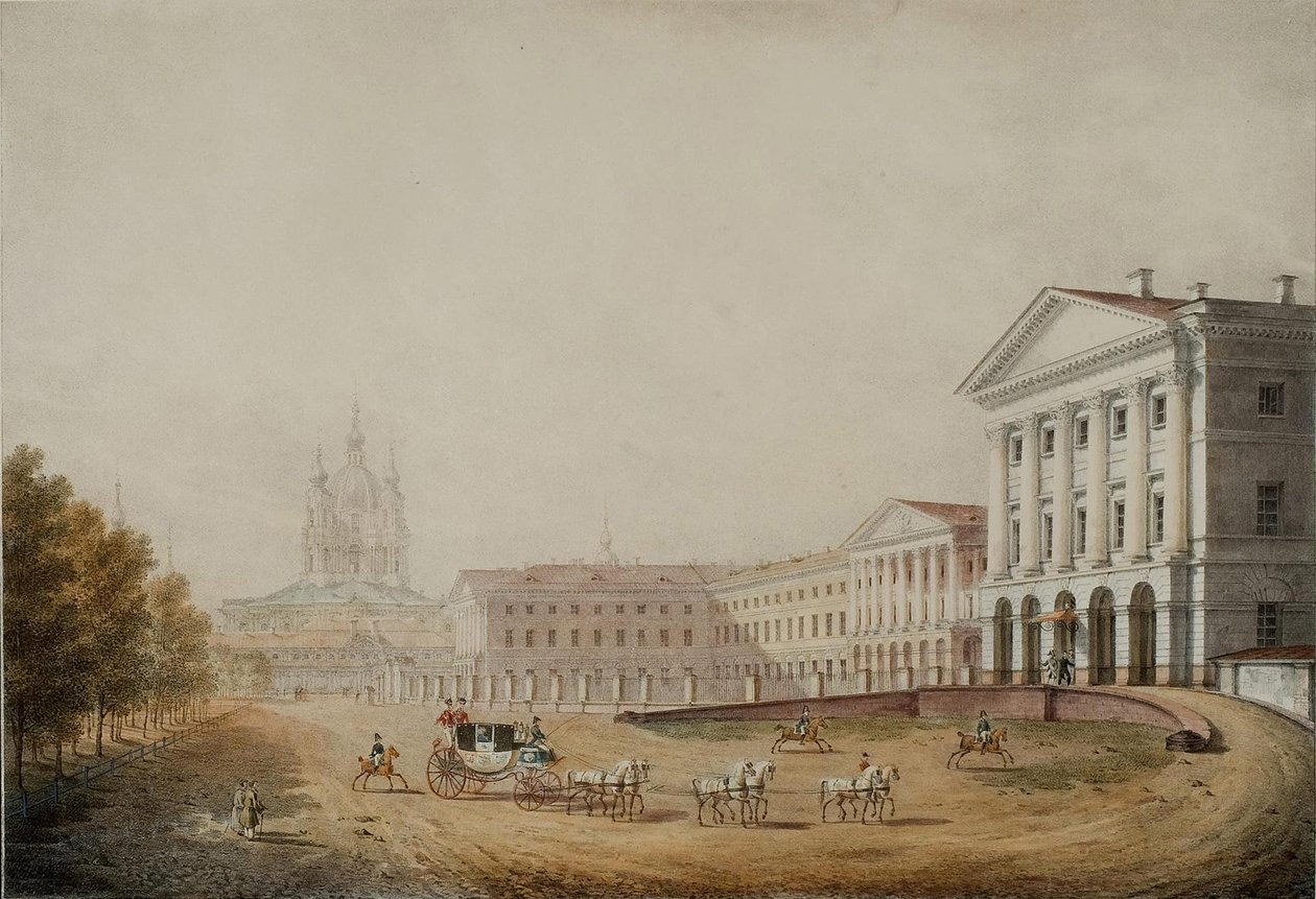 サンクトペテルブルクの高貴な乙女のためのスモーリヌイ研究所、1823年 作： Stepan Philippovich Galaktionov