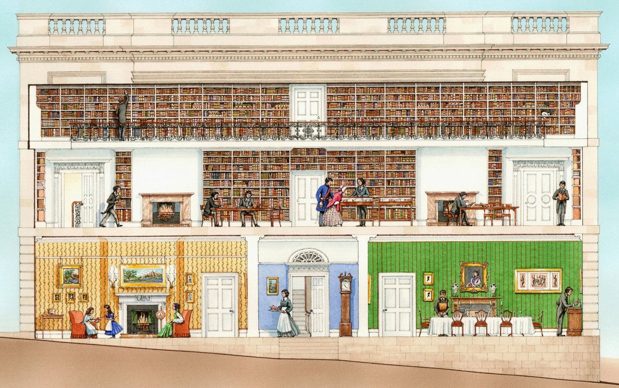 アーマー・ロビンソン図書館、アーマー、N.away001（インク、水彩画） 作： スティーブン・コンリン