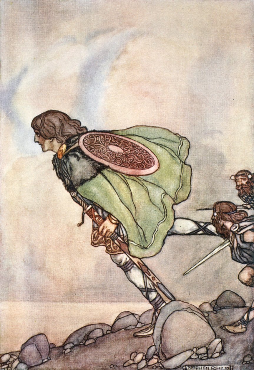 「彼らは丘と平野で彼を走らせた」、c1910。 作： スティーブン・リード