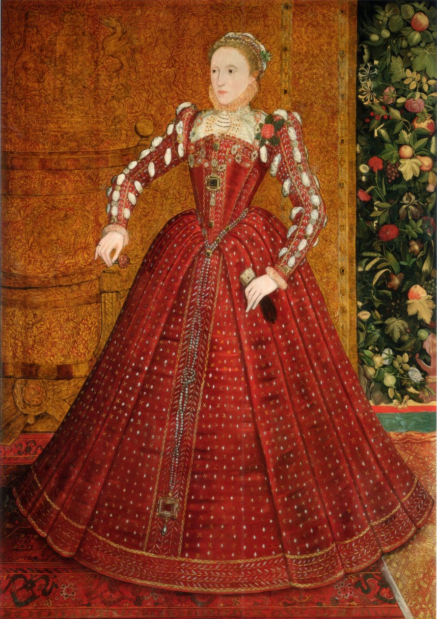 イギリスのエリザベス1世の肖像The Hampden Portrait、ca 1563 作： スティーブン・ファン・デル・ミューレン
