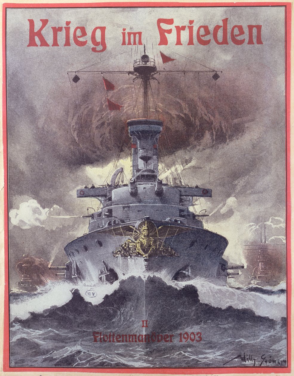 平和戦争（平和戦争）、1903年のドイツ海軍の作戦を祝うポスター 作： ストーワーウィリー