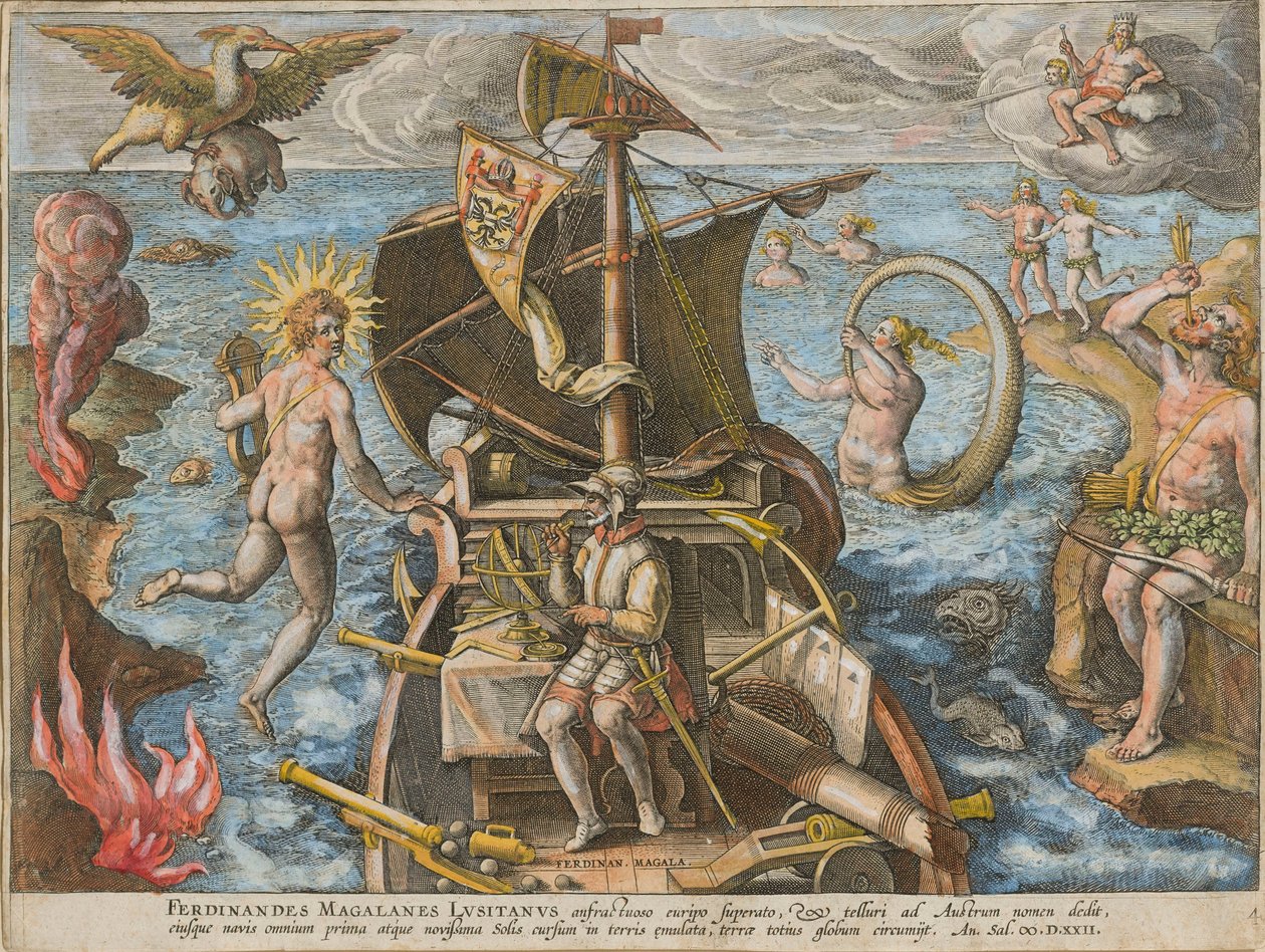 フェルディナンド・マゼランによるポルトガル・アメリカの発見、1591年。 作： ストラダヌス