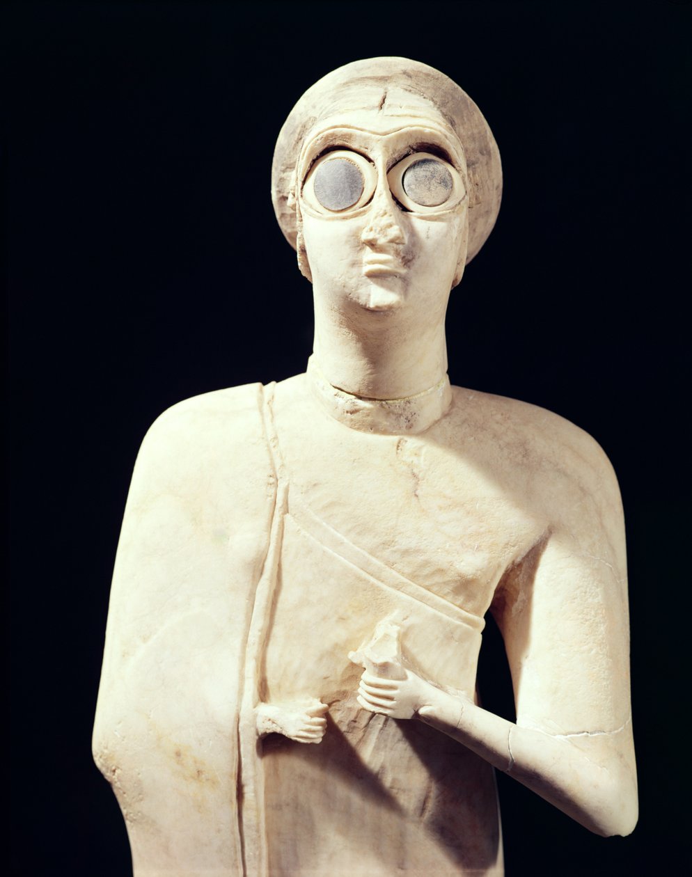 テルアスマールの偉大な女神の像、紀元前2800〜2300年の195515の石灰岩の詳細 作： シュメール人
