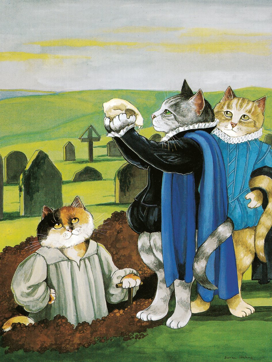 イラストは『Shakespeare Cats』より：ポスターブック（2016年出版） 作： スーザン・ハーバート