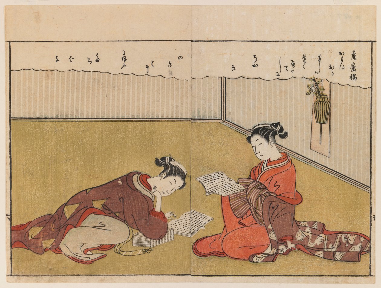 春の錦からのページ、1771年（版画） 作： 鈴木春信
