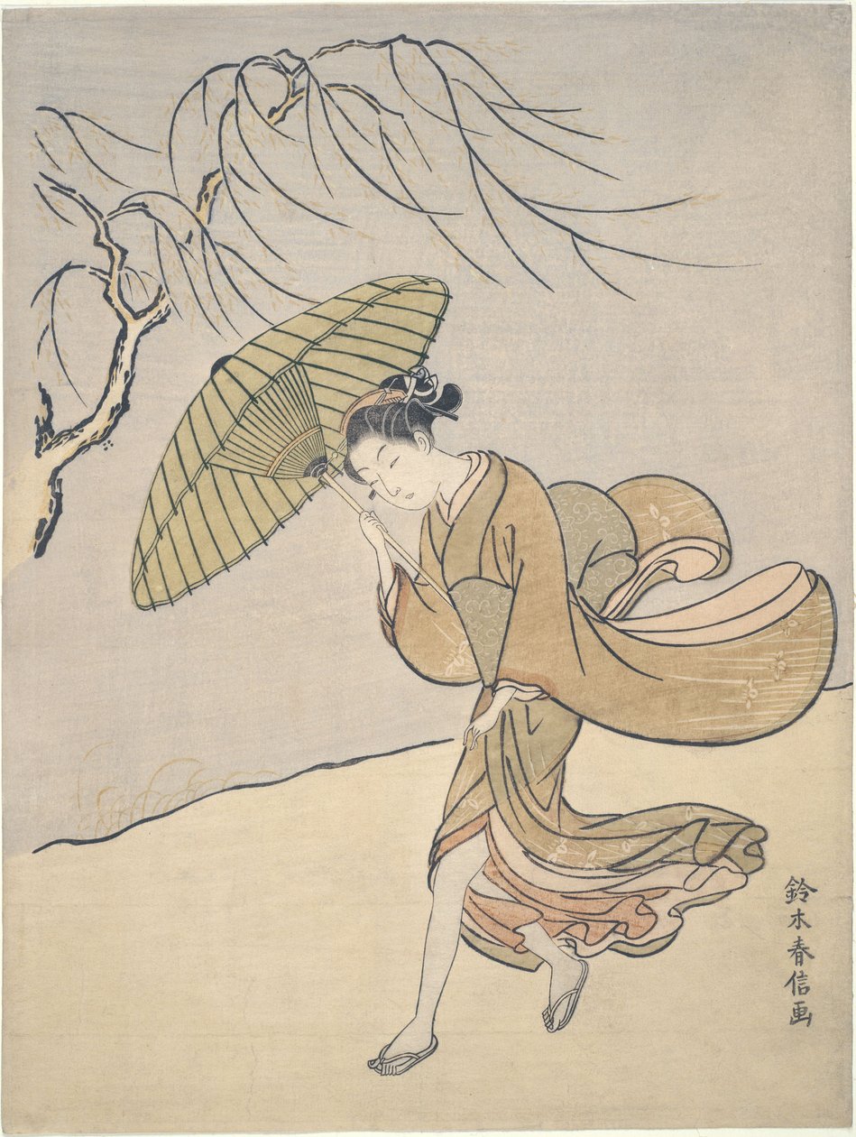 風の強い夏の日 作： 鈴木春信