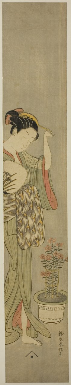 ヘアピンを調整する美しさ 作： 鈴木春信