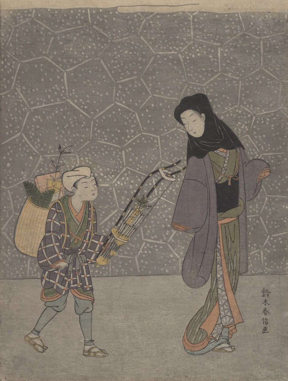 鬼を砕く弓、約。 1765年頃。 1765年。 作： 鈴木春信