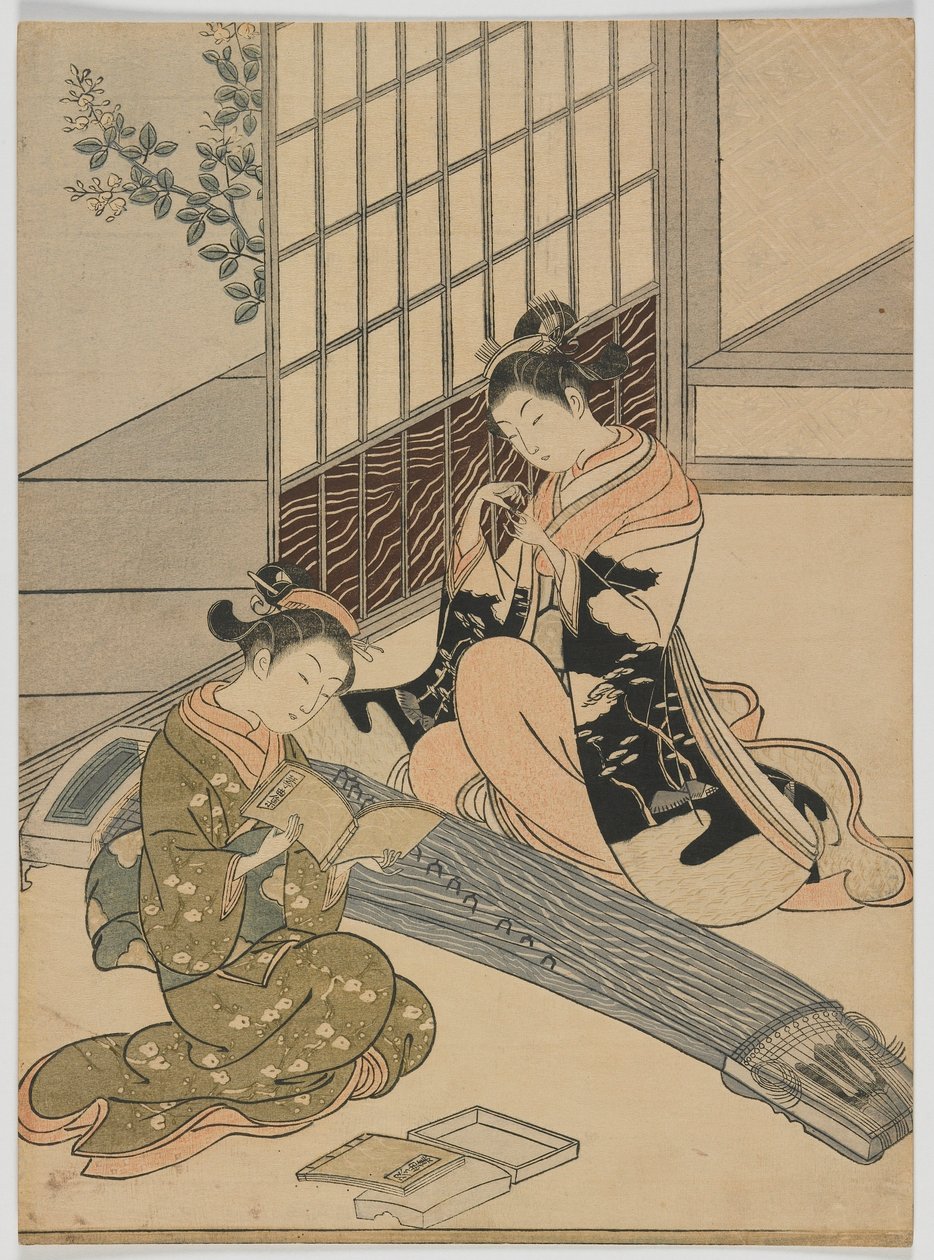 江戸時代の江戸時代のガチョウ、1766年頃（色版画） 作： 鈴木春信