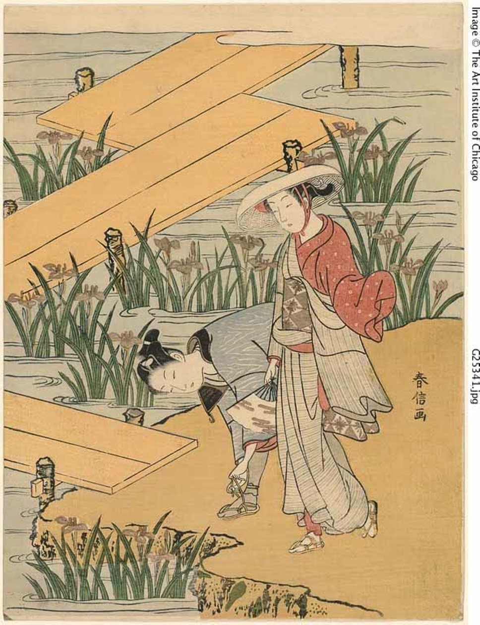 八板橋（伊勢物語パロディ） 作： 鈴木春信