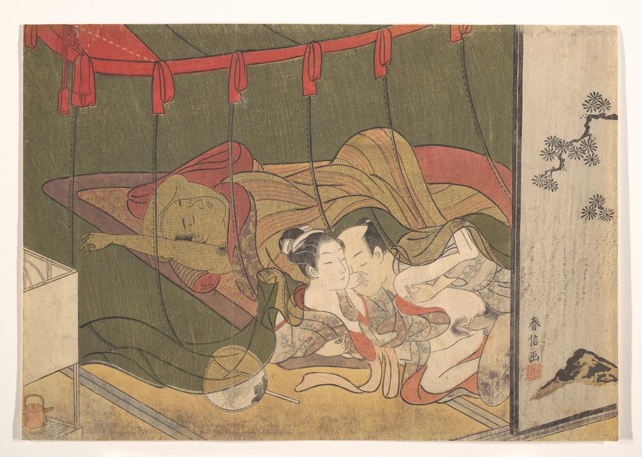 蚊帳の下の恋人たち 作： 鈴木春信