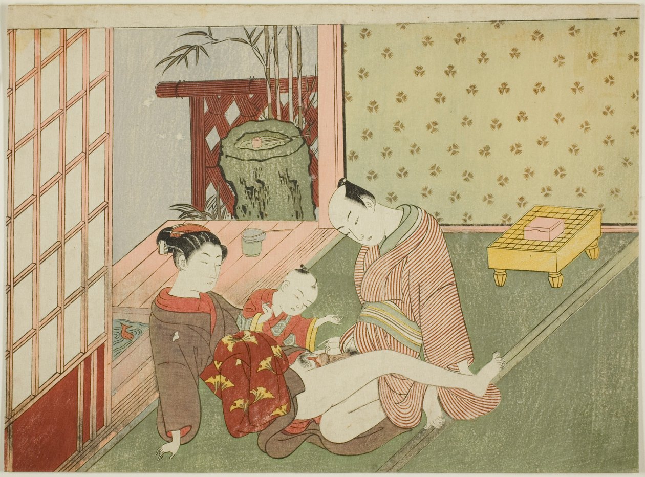 無題のエロ版画シリーズより 見つめるお嬢様の恋人たち 作： 鈴木春信