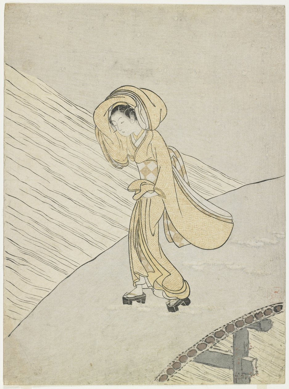 Mitate of Fujiwara no Teikas Poem Crossing the Sano, 1765 作： 鈴木春信