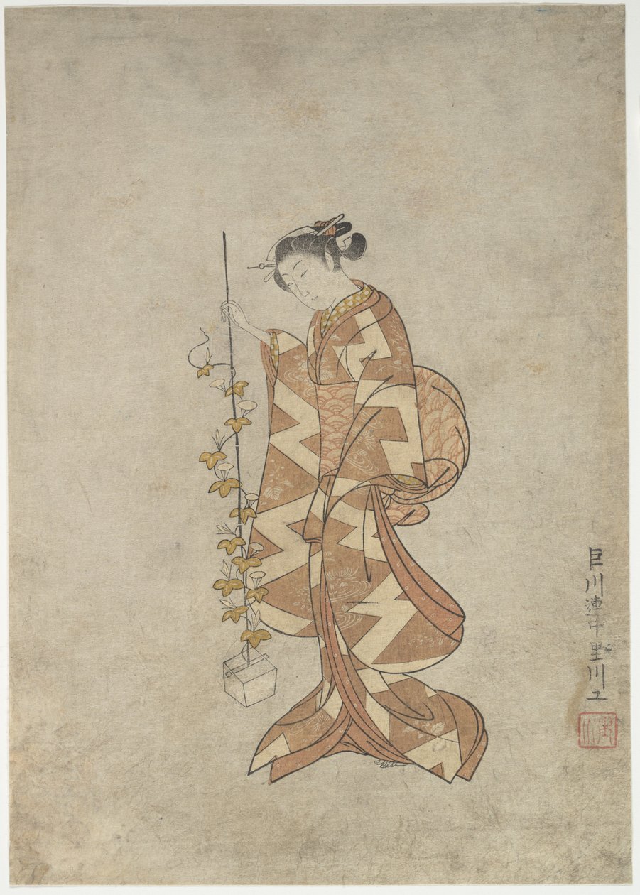 女流俳人加賀千代の現代風俗 作： 鈴木春信