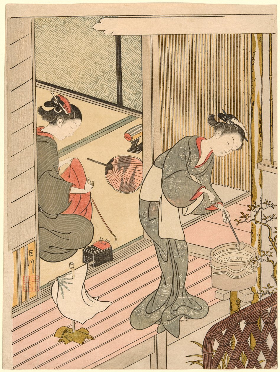『座敷八景』より 手ぬぐいかけの帆帆 作： 鈴木春信