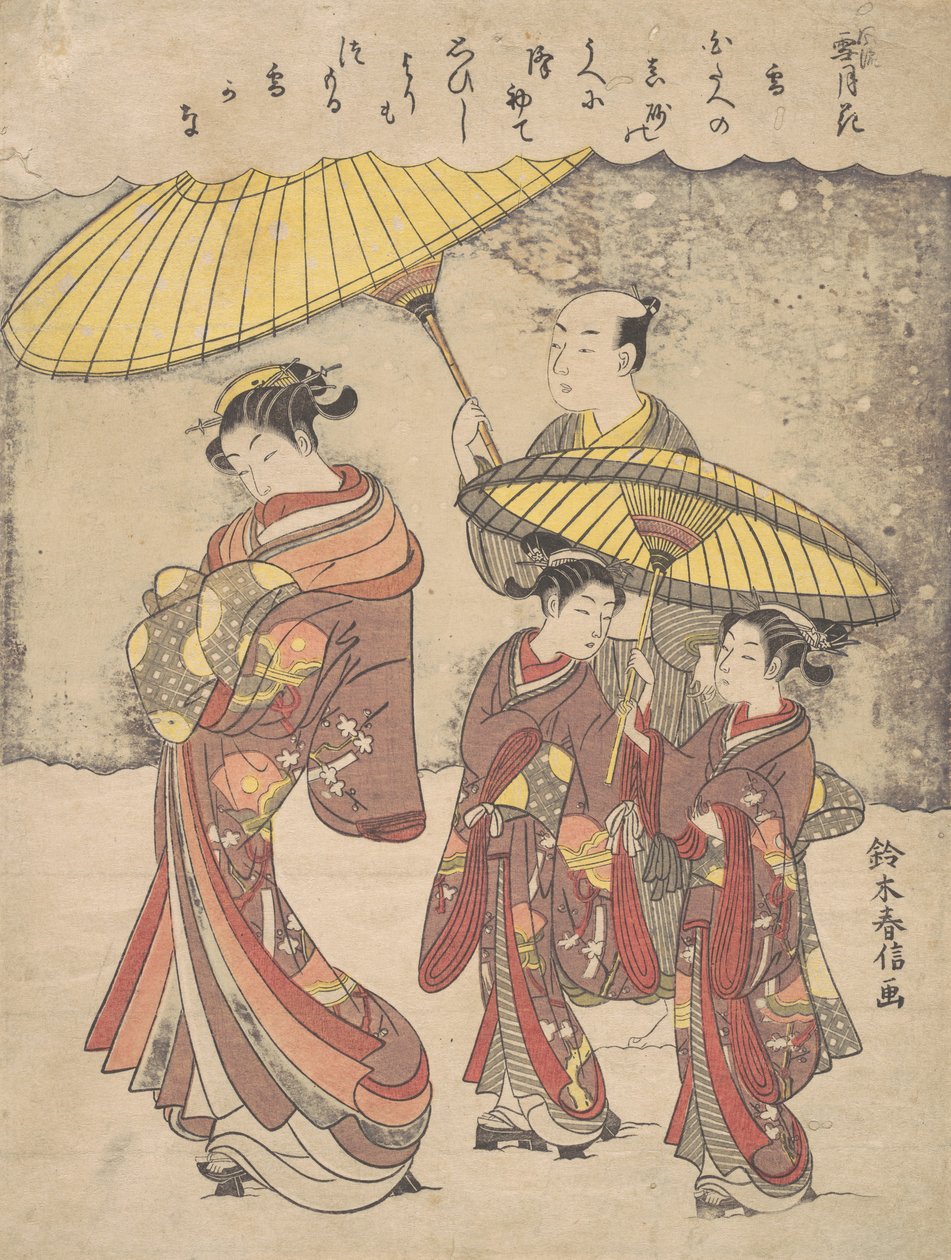 雪、カリフォルニア州。 1769年頃。 1769年。 作： 鈴木春信