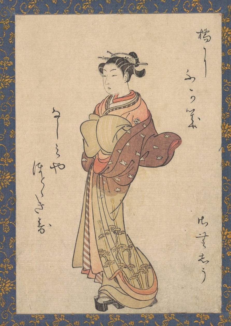 花魁、シリーズより、せいろ美人あわせ彫刻師終わりシゴロ原文、ca. 1765年頃。 1765年。 作： 鈴木春信