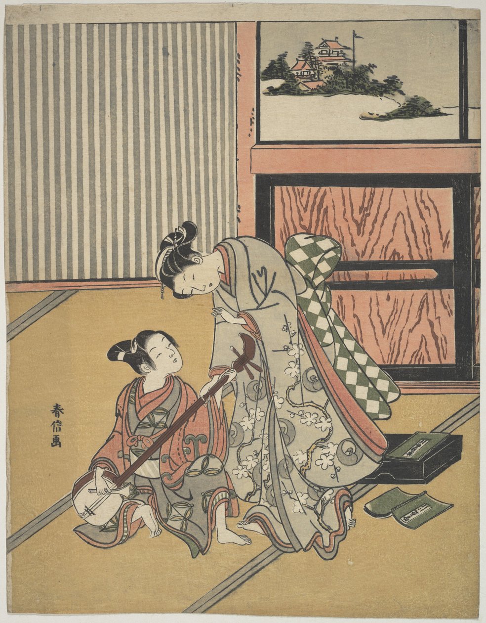 音楽の稽古 作： 鈴木春信