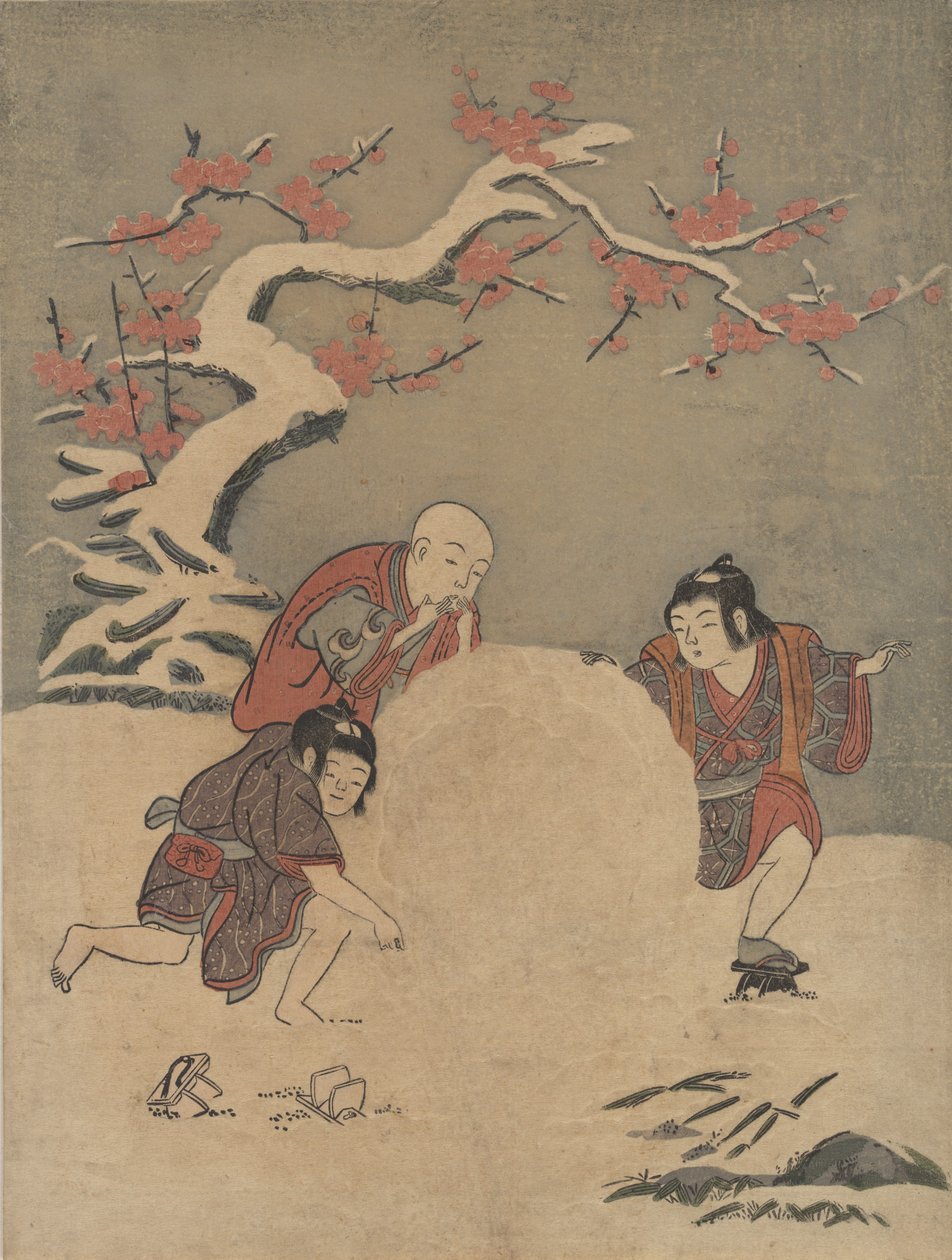 スノーボール、1770年、1770年。 作： 鈴木春信