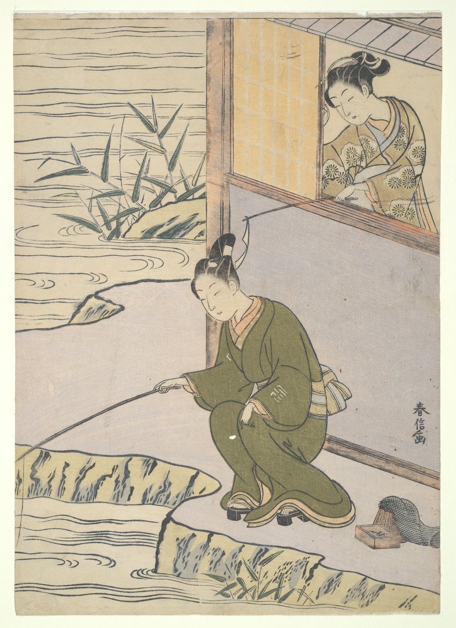 釣り人をくすぐる 作： 鈴木春信