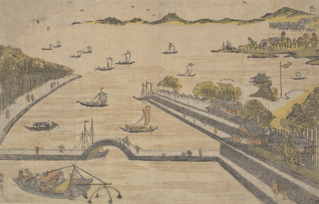 ヴィエｗ おｆ 深川、 江戸、 か。 １７６４。、 か。 １７６４。 作： 鈴木春信