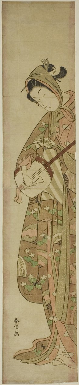 三味線を弾く女 作： 鈴木春信