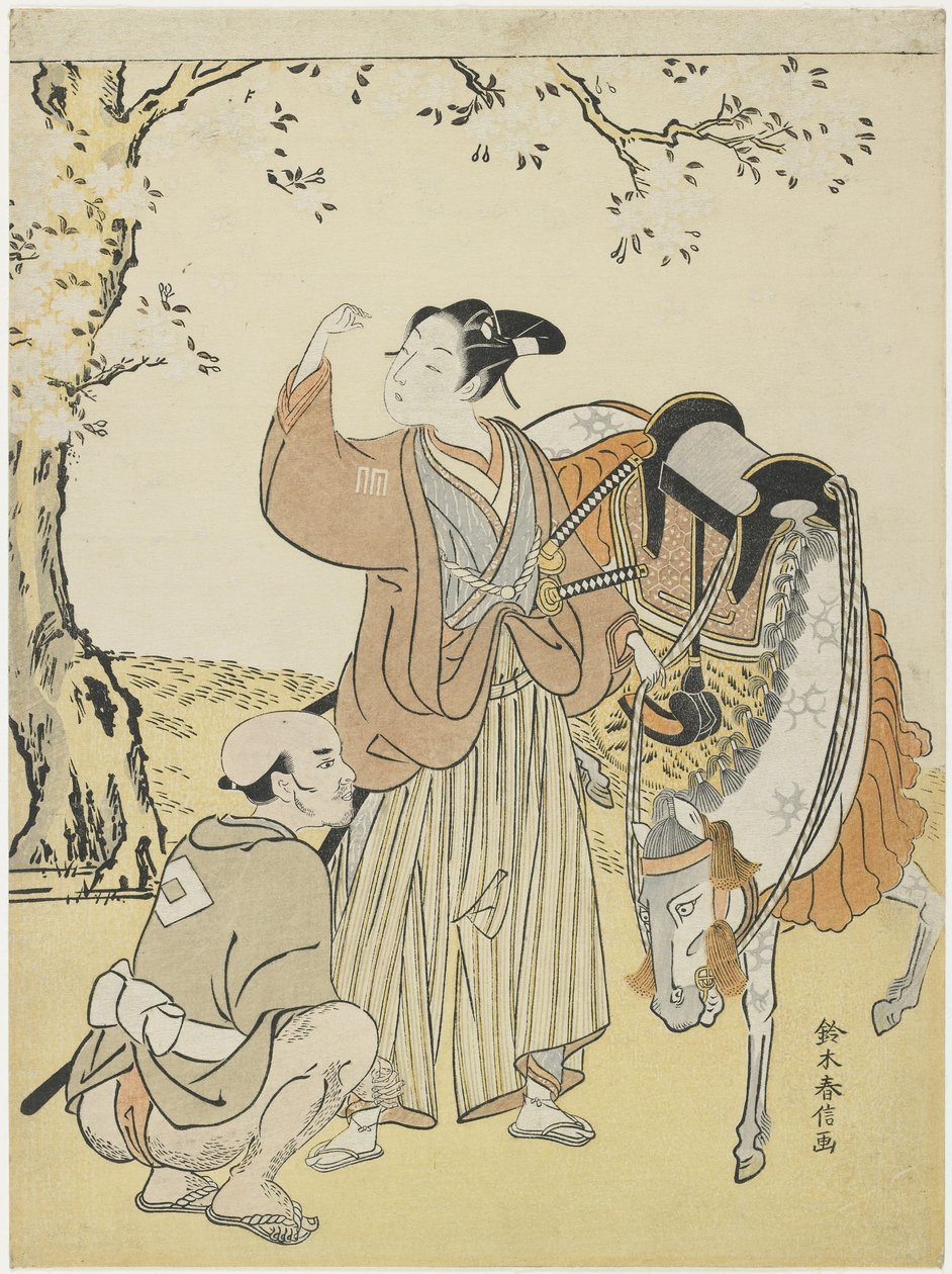 桜姫を薫王子の手形として見た若き武士c。 1767 作： 鈴木春信
