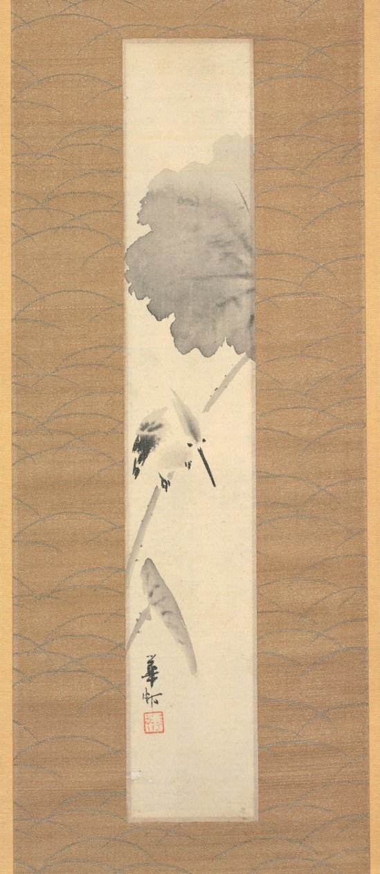 蓮の枝のカワセミ 作： 鈴木華邳
