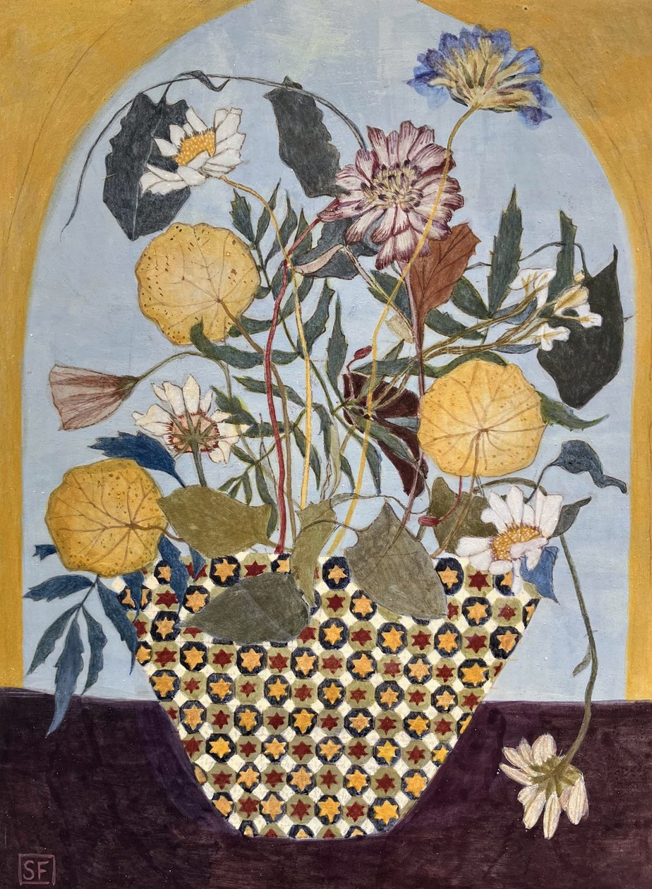黄金時代の花、2024年（木製パネルにエッグテンペラ） 作： 