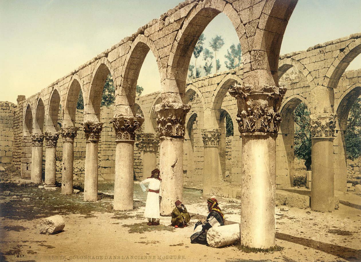 古代モスク、バールベック、1880年〜1900年頃（フォトクロム） 作： スイスの写真家