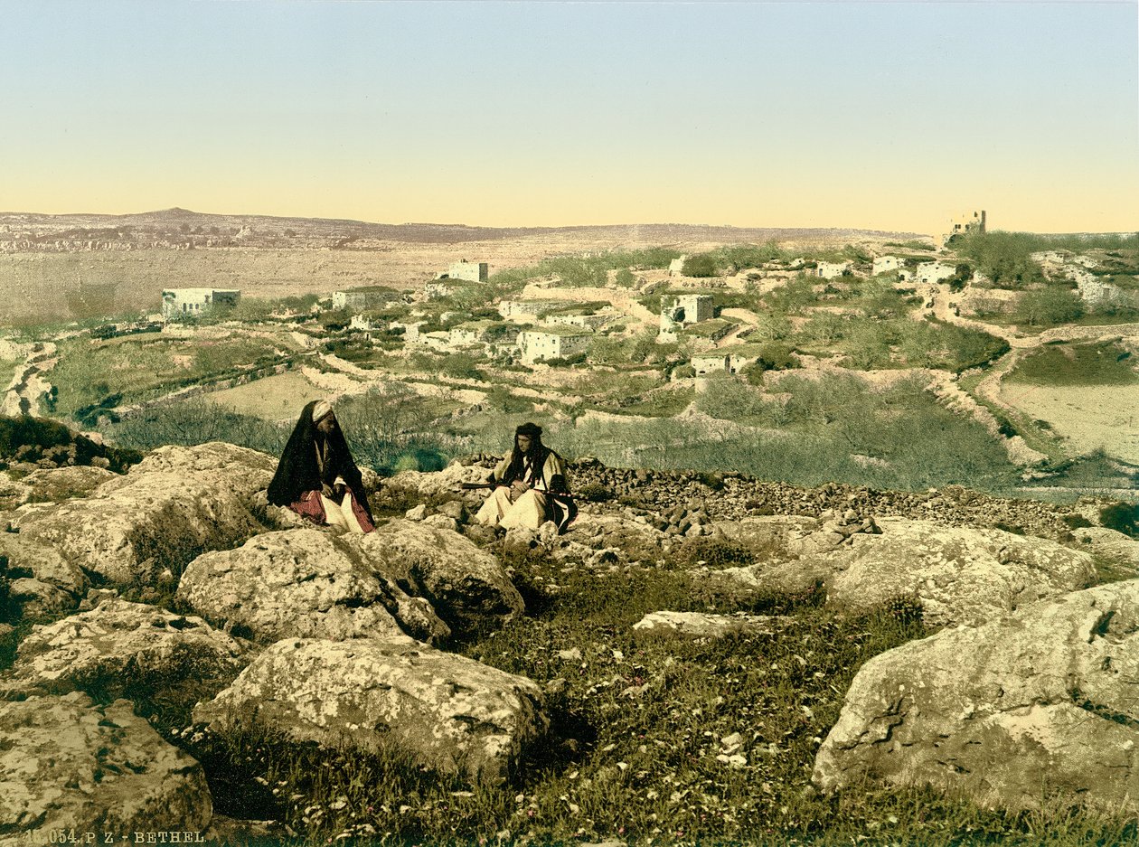 Beitin（Bethel）の概観、c.1880-1900（photochrom） 作： スイスの写真家