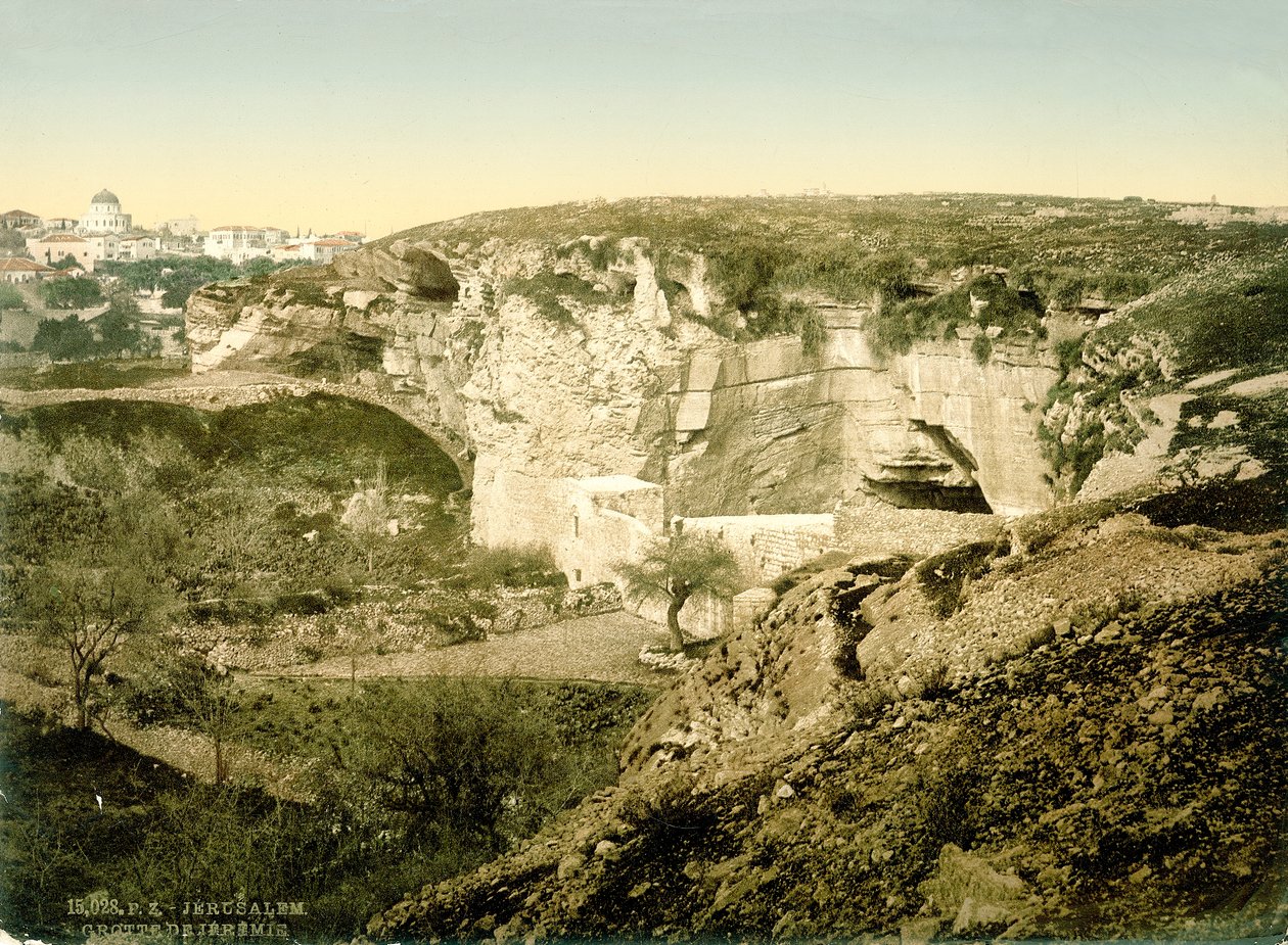 エレミヤの洞窟、エルサレム、1880〜1900年頃（フォトクロム） 作： スイスの写真家