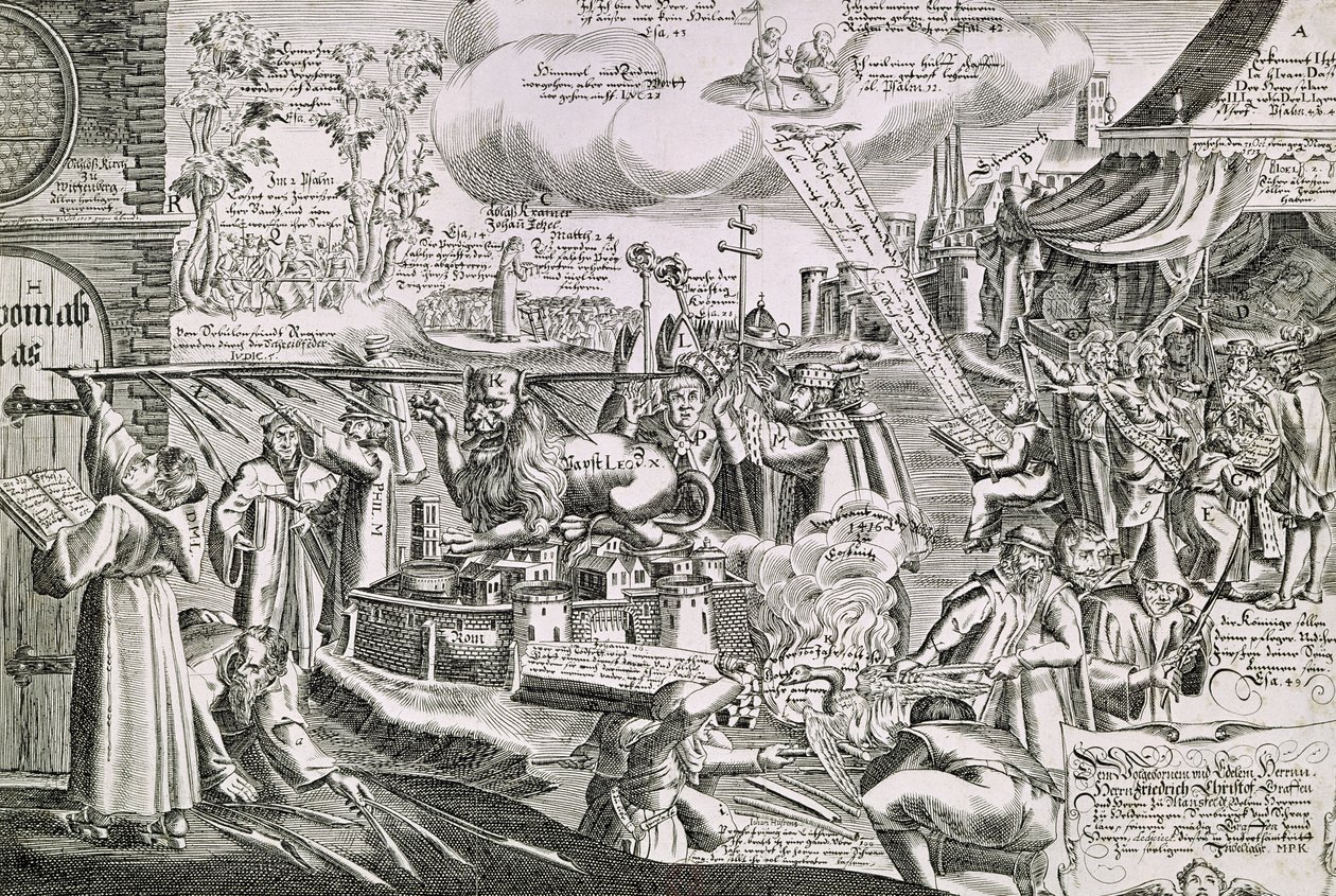 マーティン・ルター（1483-1546）は1517年にヴィッテンベルクの教会のドアに書いています 作： スイスの学校
