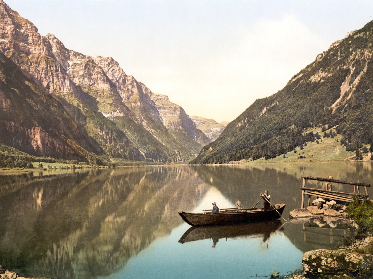 Klöntalersee、グラールス、スイス、パブ。 c.1900 作： スイスの写真家