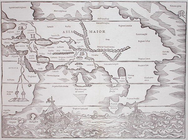 Asia Major、「Polyhistor, rerum toto orbe memorabilium...」より、Caius Julius Solinus 作、バーゼル 1543 年発行 (木版画) 作： スイスの学校